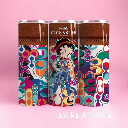 White Betty Boop Coach inspired tumbler